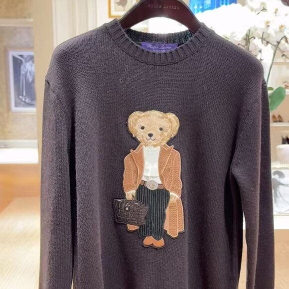 Polo Ralph Lauren Embroidered bear crew neck cashmere sweater - Picture 3 of 4